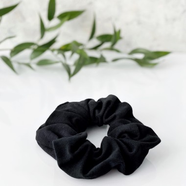 Cotton Scrunchie - black hair elastic